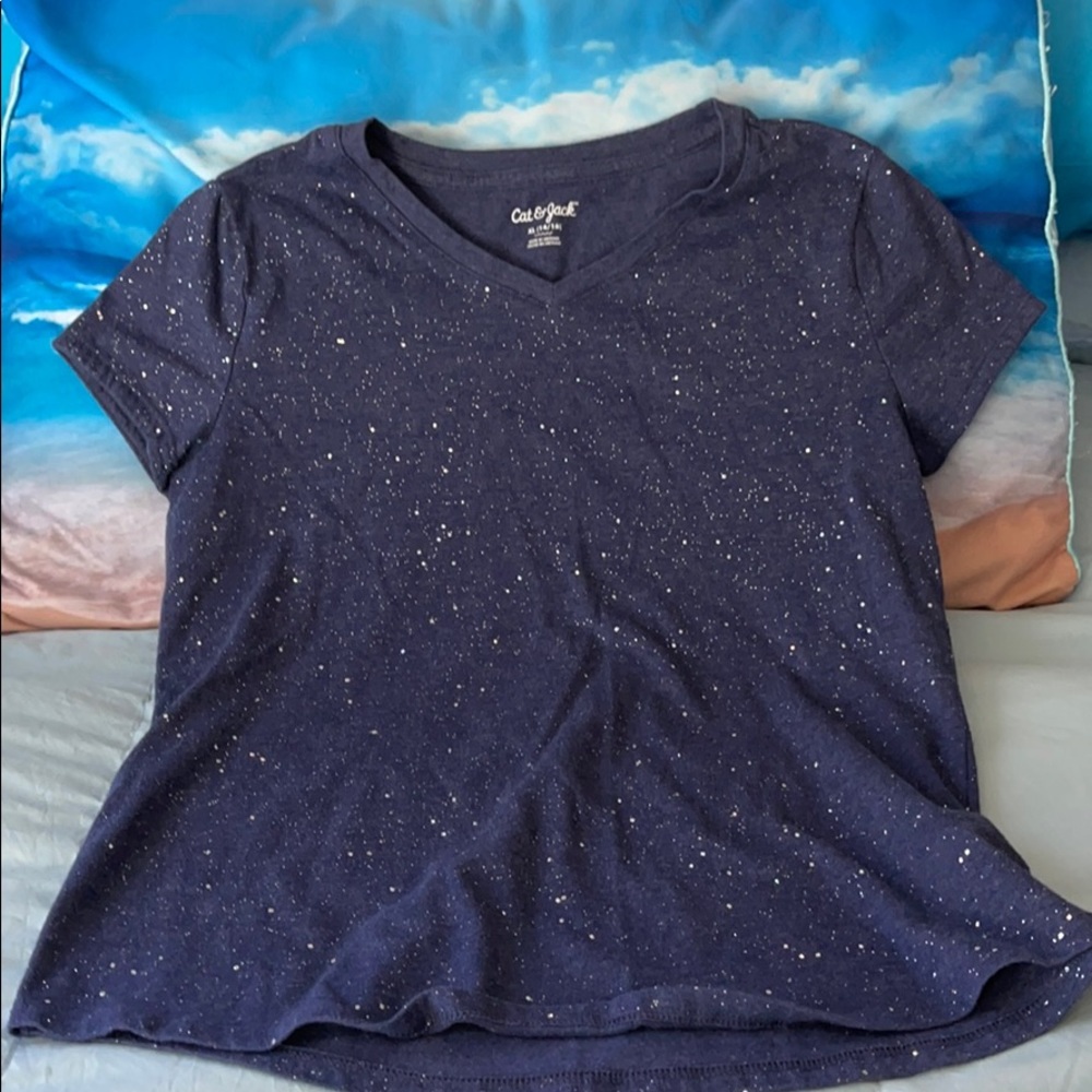 Blue sparkle short sleeve shirt
